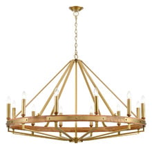 Corey Iron & Oak Wood 12 Light Pendant